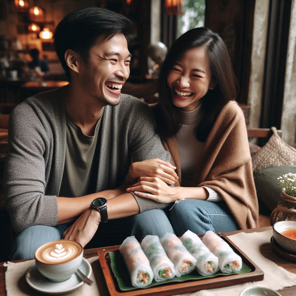 Couple enjoying a meal together